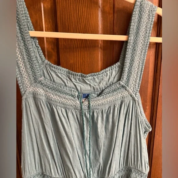 Green cotton maxi dress size L EUC - Picture 6 of 6